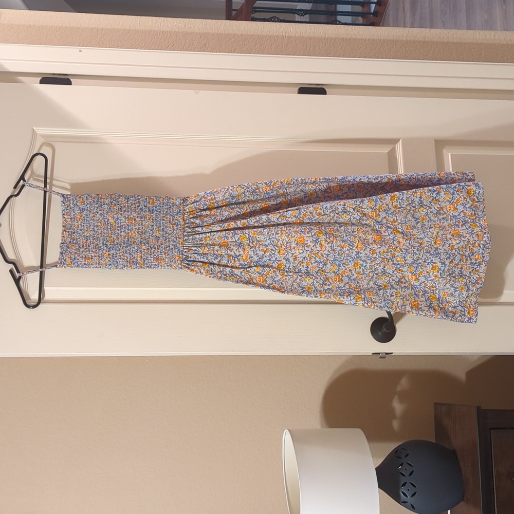 A must have blue/orange/yellow floral dress with pockets!